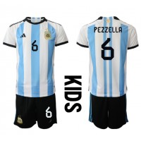 Argentina German Pezzella #6 Hjemmedraktsett Barn VM 2022 Kortermet (+ Korte bukser)
